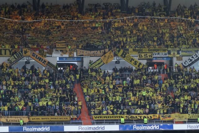 Fans from Bor. Dortmund at Santiago Bernabeu.